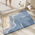 Modern Abstract Wave Tufted Bath Mat - Non-Slip Luxury Rug