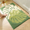 Green Monstera Leaf Bathroom Rug - Ultra Soft & Absorbent Plush Mat